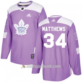 Män Ishockey Toronto Maple Leafs Tröja Auston Matthews 34 Adidas 2017-2018 Lila Fights Cancer Practice Authentic